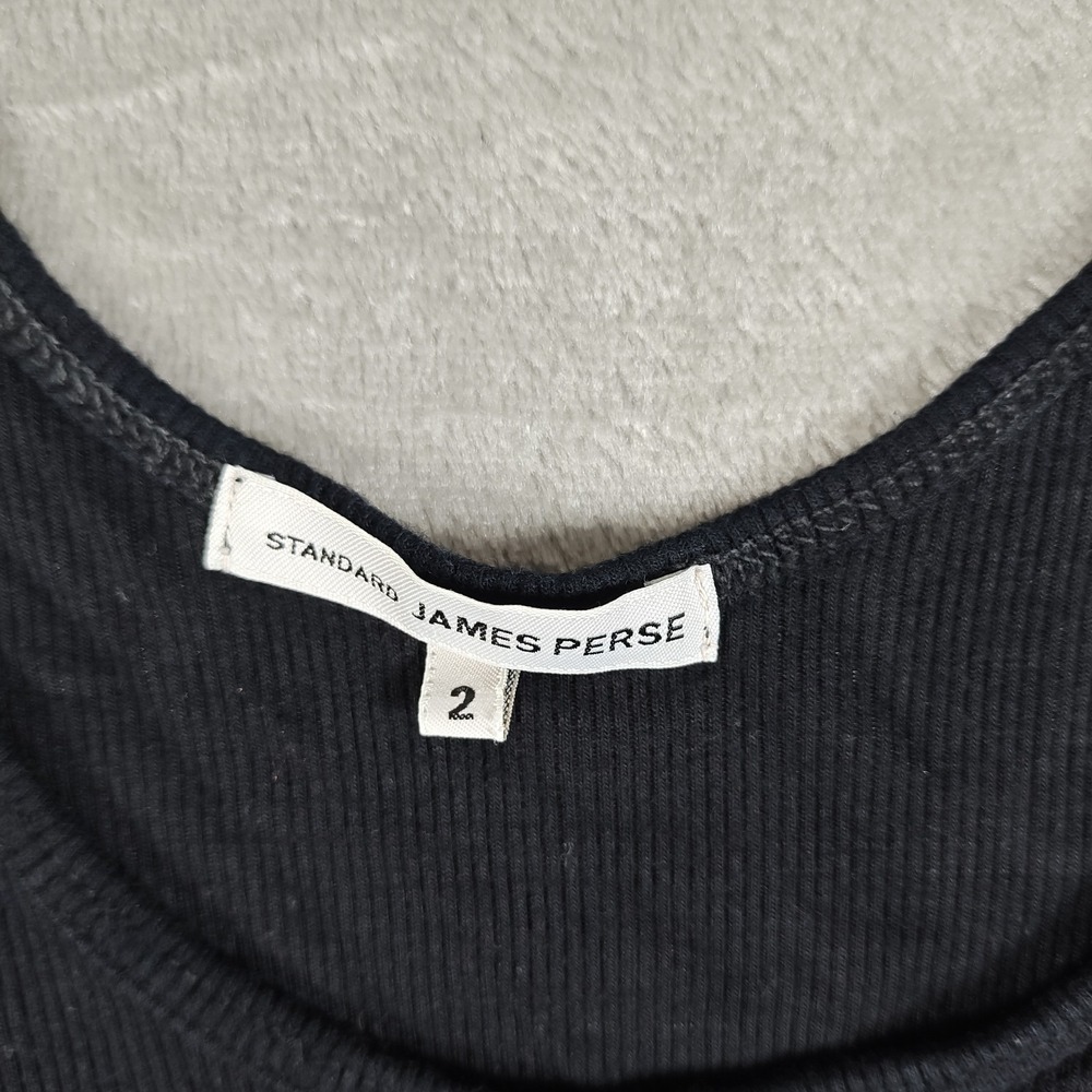 James Perse Tank Top Womens 2 Medium Ribbed Stretch Scoop Neck Distressed USA - Picture 3 of 8